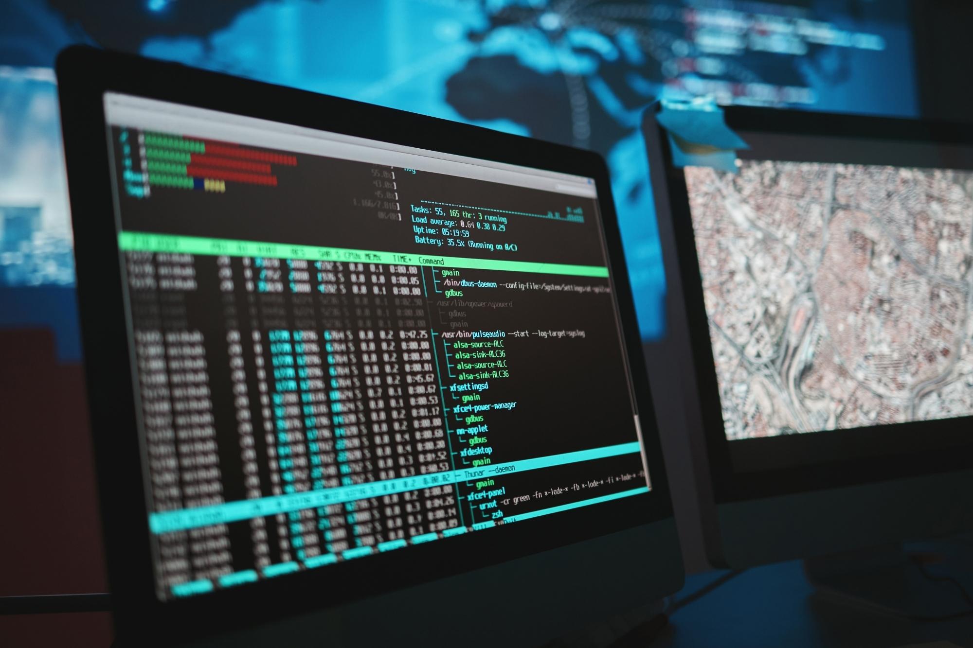 computer displaying data for cybersecurity
