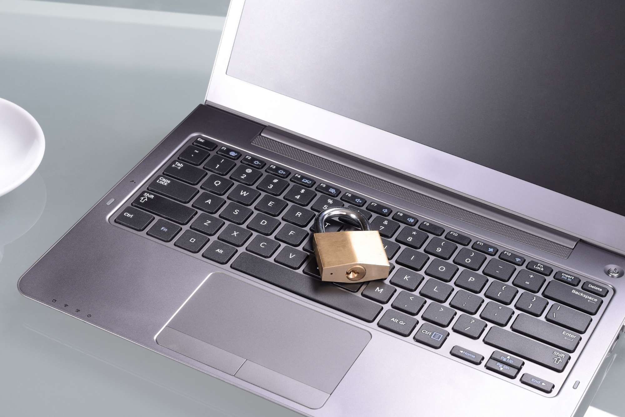 padlock on top of a laptop