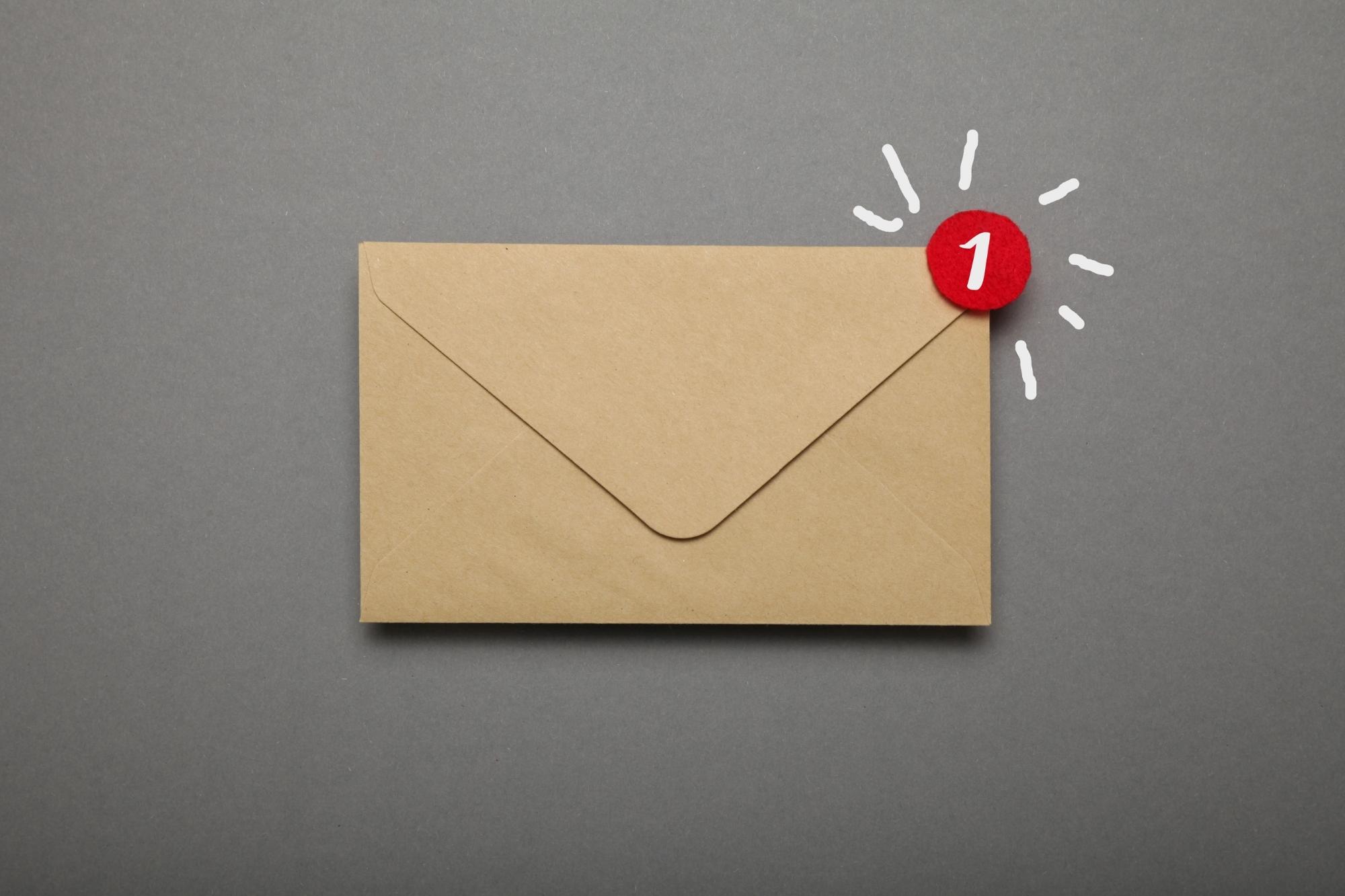 brown envelope in a gray background