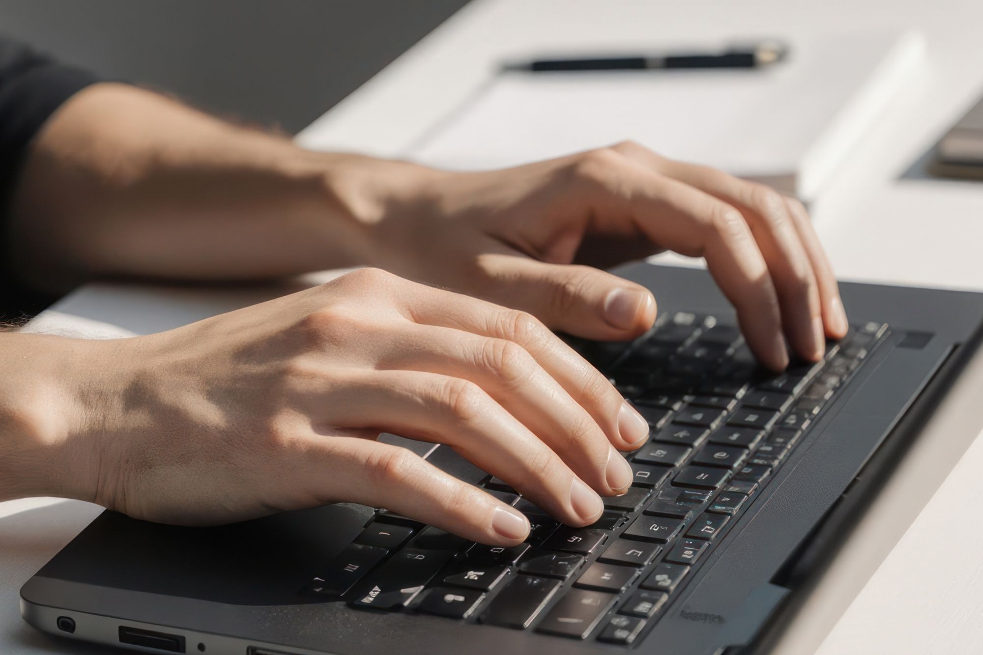 hand typing password in the laptop