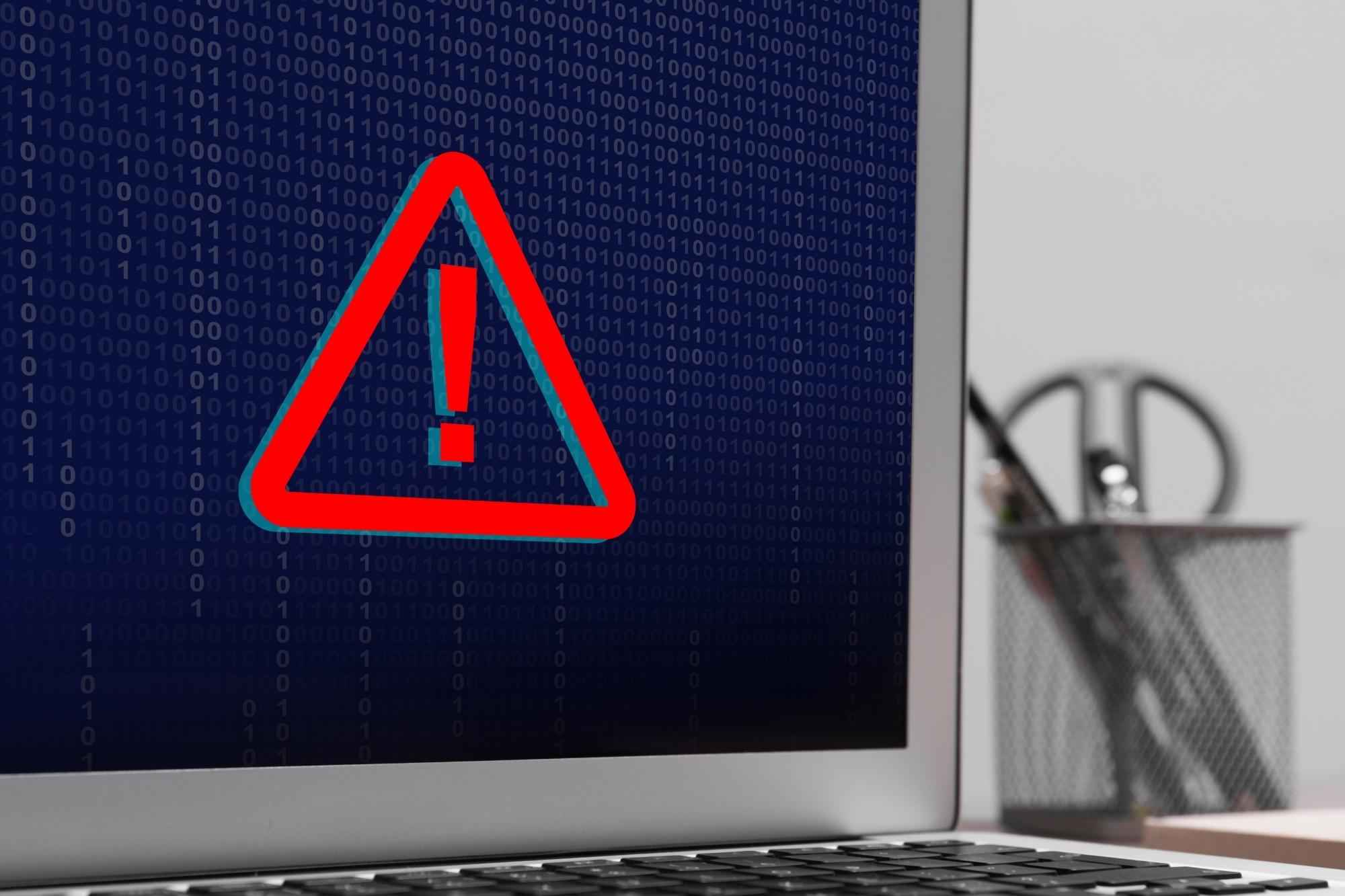 warning icon in a laptop