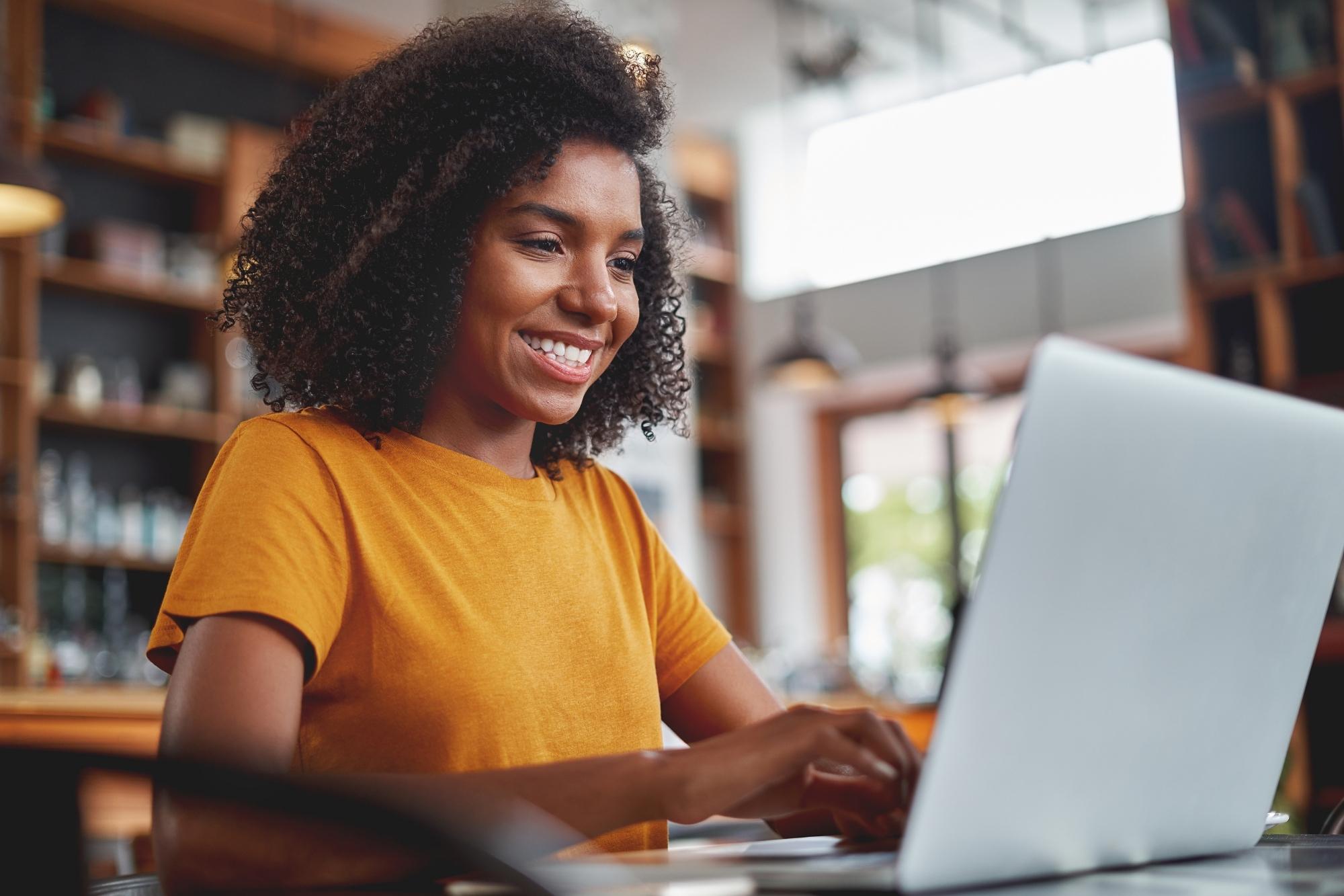 woman checking their companies cybersecurity