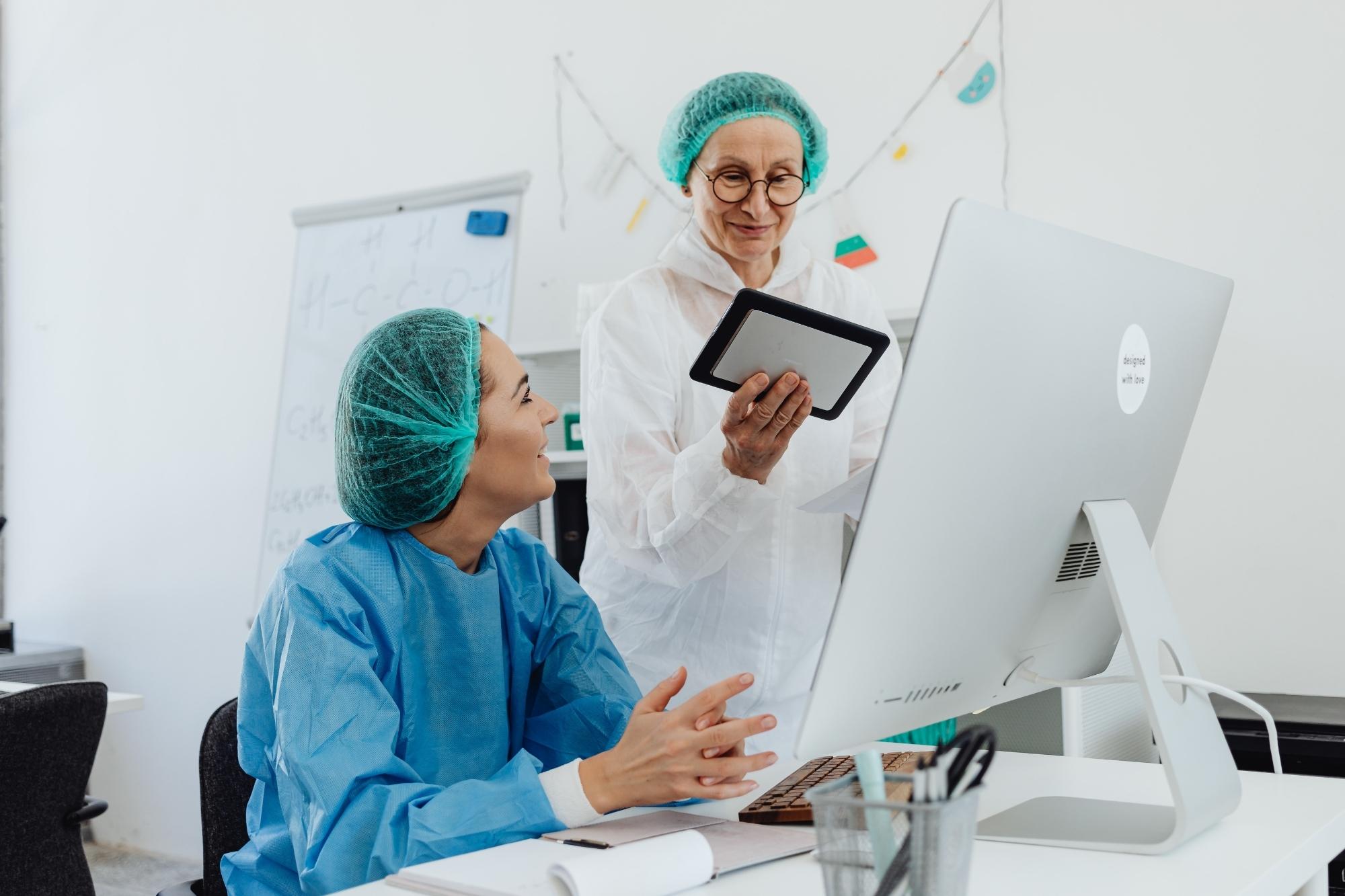 doctors discussing about new healthcare data system