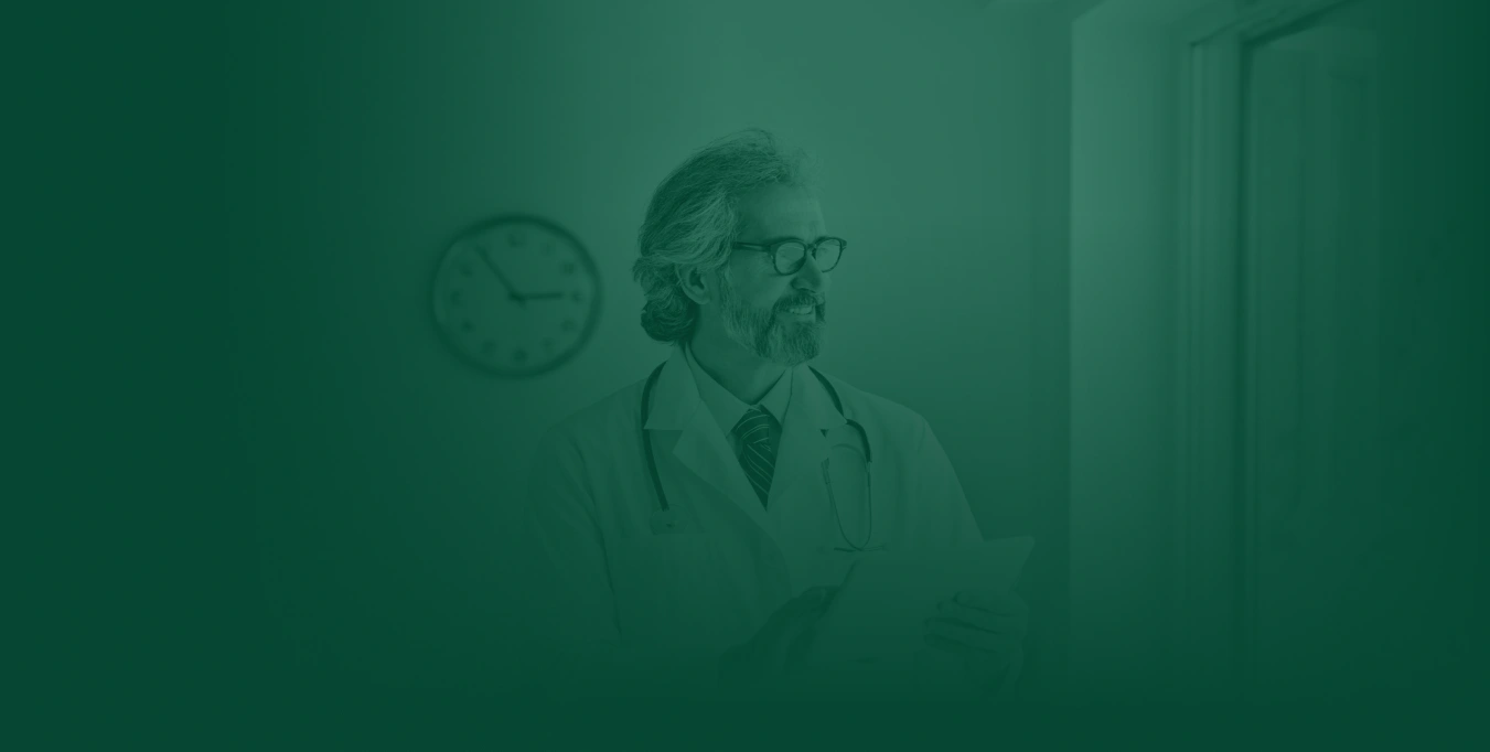 a doctor with a green overlay