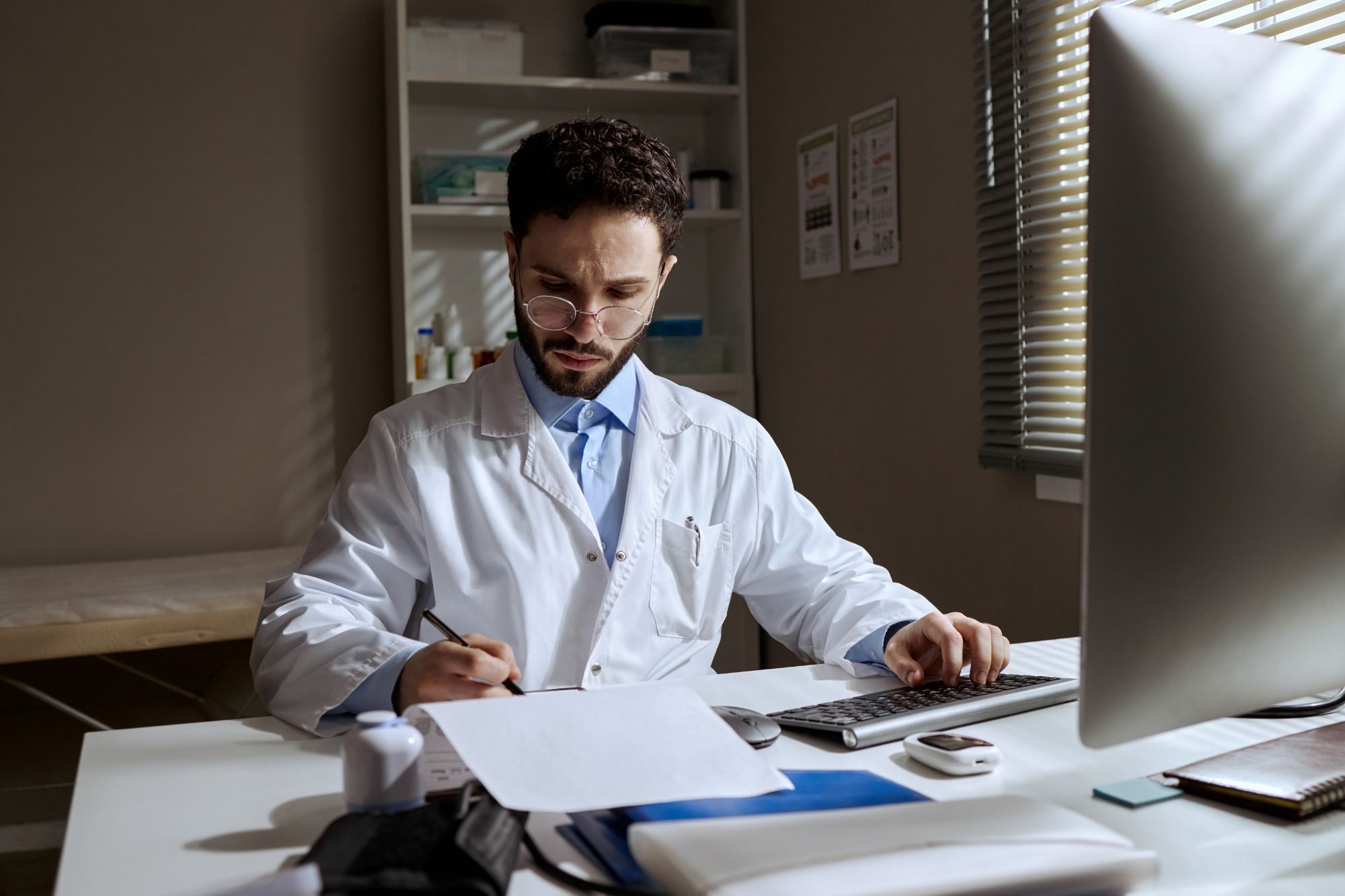doctor analyzing patients data