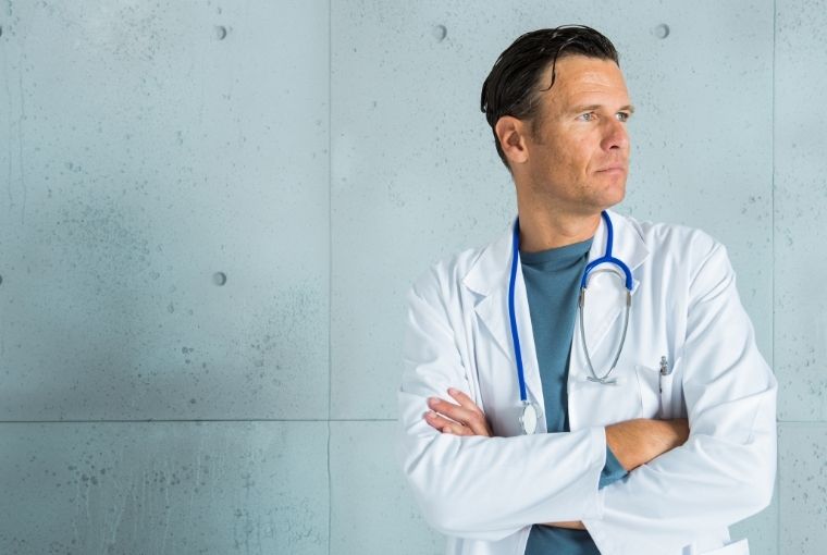 doctor thinking deeply